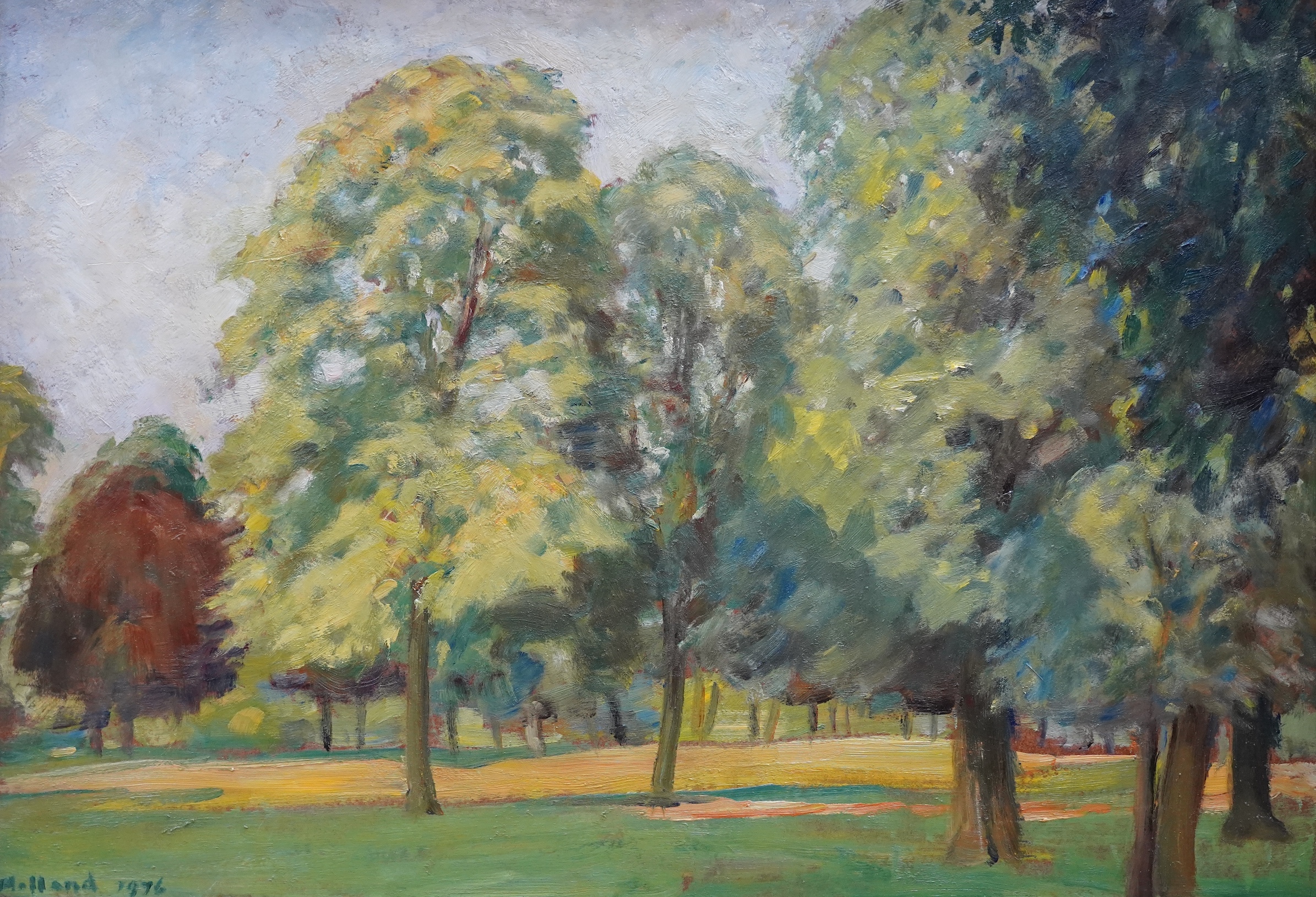 G.H.B. Holland, oil on board, ‘Abington Park, Northampton’, signed and dated 1976, 36 x 56cm